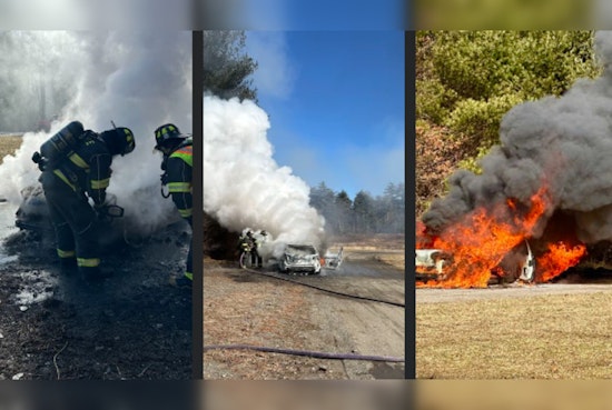 Lakeville Firefighters Tame Car Blaze on Tyler's Way, Overcome Muddy Terrain to Avert Disaster