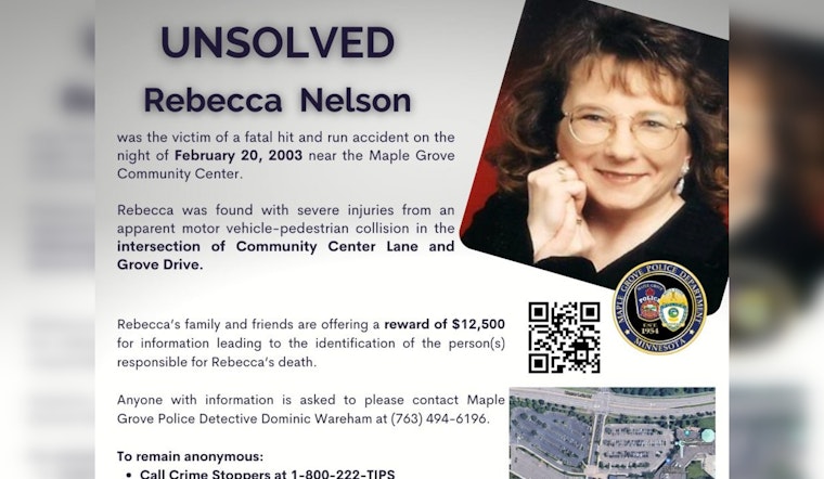 Maple Grove Police Renew Plea for Tips in 2003 Fatal Hit and Run, $12,500 Reward Offered