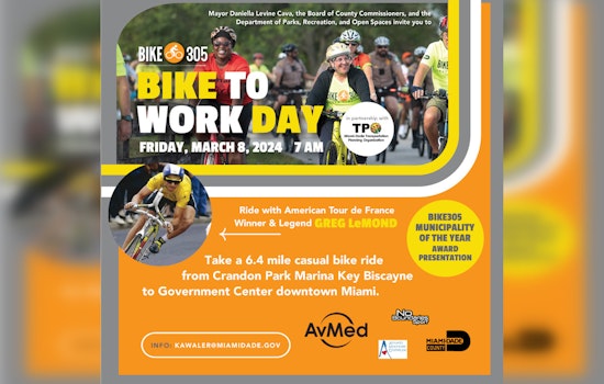 Mayor Daniella Levine Cava and Cycling Icon Greg LeMond Lead Miami-Dade's 11th Bike to Work Day