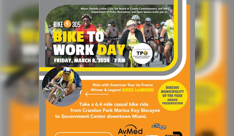 Mayor Daniella Levine Cava and Cycling Icon Greg LeMond Lead Miami-Dade's 11th Bike to Work Day