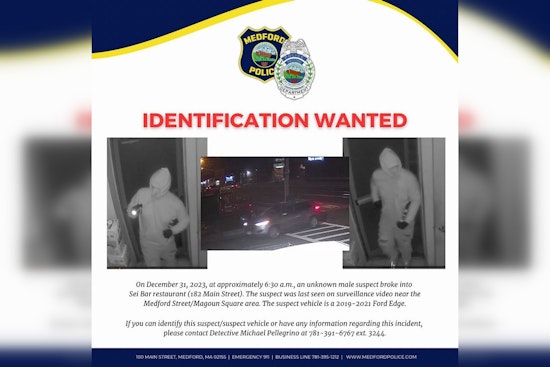 Medford Police Seek Public's Help to Identify Suspect in New Year's Eve Sei Bar Break-In