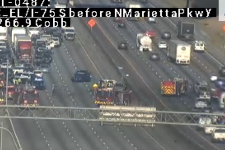 Multi-Vehicle Crash Cleared on I-75 South in Cobb County, Marietta Police Investigate Pileup
