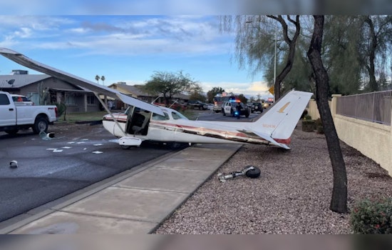 No Injuries as Cessna Makes Emergency Landing on Goodyear Street, Striking Parked Car