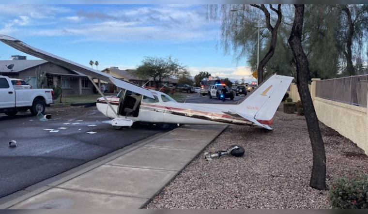 No Injuries as Cessna Makes Emergency Landing on Goodyear Street, Striking Parked Car