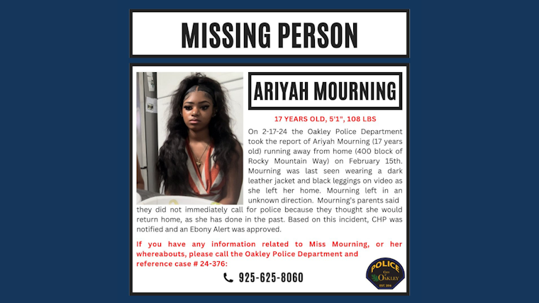 Oakley Police Issue Ebony Alert for Missing 17-Year-Old Ariyah Mourning