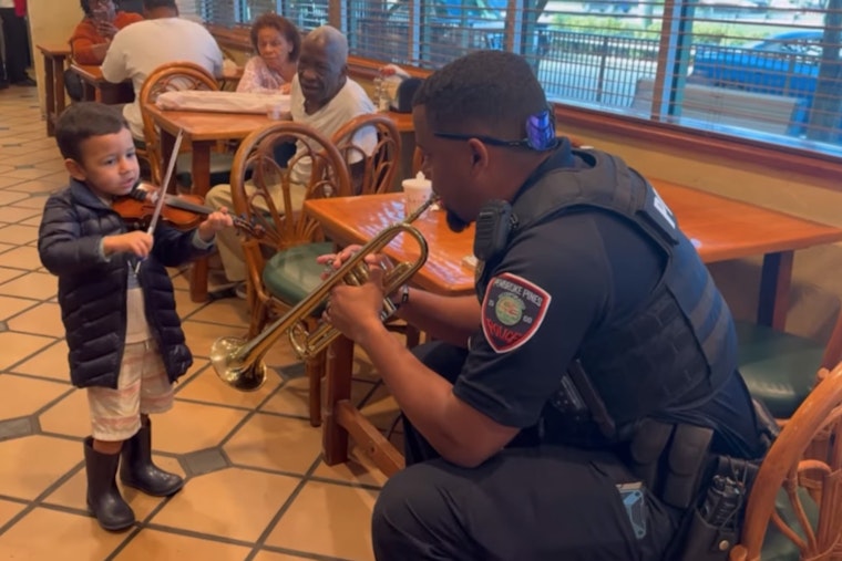 Pembroke Pines Police Officer and 4-Year-Old Violin Prodigy Delight Locals with Street Duet