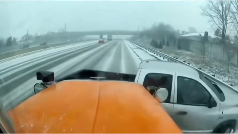 Pickup Truck Collides with Snowplow on I-75 in Oakland County After Risky Overtake