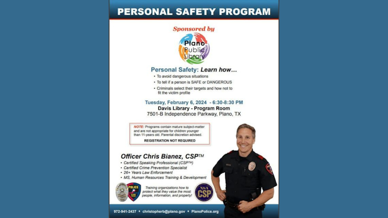 Plano Police Department Hosts Free Personal Safety Seminar Led by Expert Officer Chris Bianez