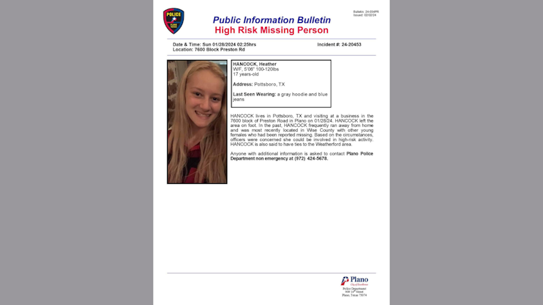 Plano Police Issue Urgent Appeal for Help Locating High-Risk Missing Teen Last Seen on Preston Road