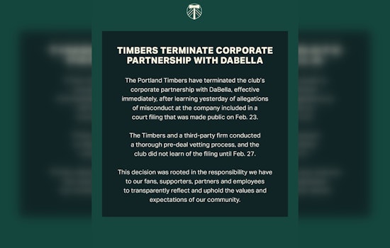 Portland Timbers Cut Ties with Shirt Sponsor DaBella Amid CEO Misconduct Allegations