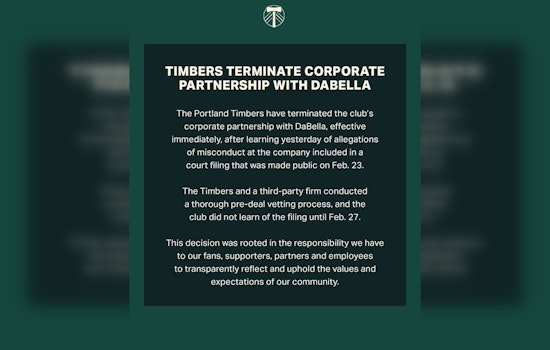 Portland Timbers Cut Ties with Shirt Sponsor DaBella Amid CEO Misconduct Allegations