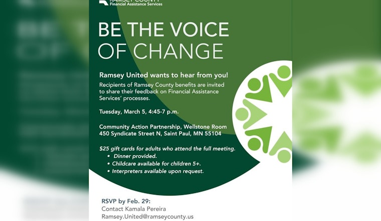 Ramsey County Invites Financial Assistance Recipients to Voice Concerns at Community Engagement Event