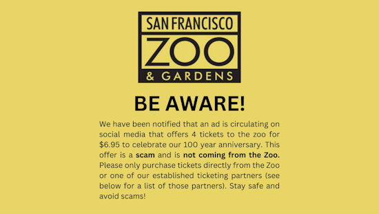San Francisco Zoo Exposes Social Media Ticket Scam, Urges Direct Purchases