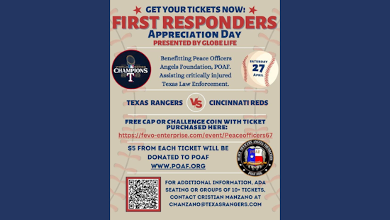 Texas Rangers Honor First Responders with Appreciation Day and Charity Support at Upcoming Game