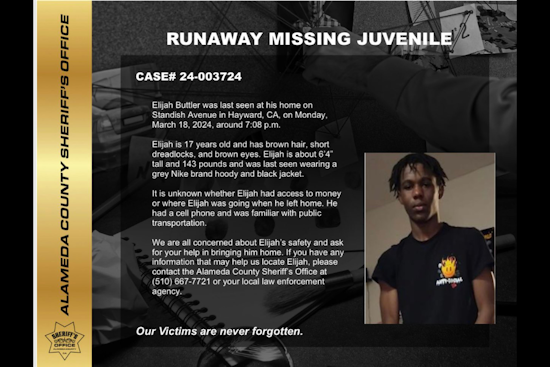 Alameda County Sheriff’s Office Seeks Public Assistance in Search for Missing Hayward Teen