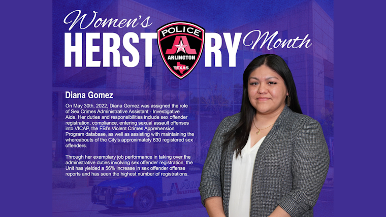 Arlington Police Department Celebrates Investigative Aide Diana Gomez During Women's History Month