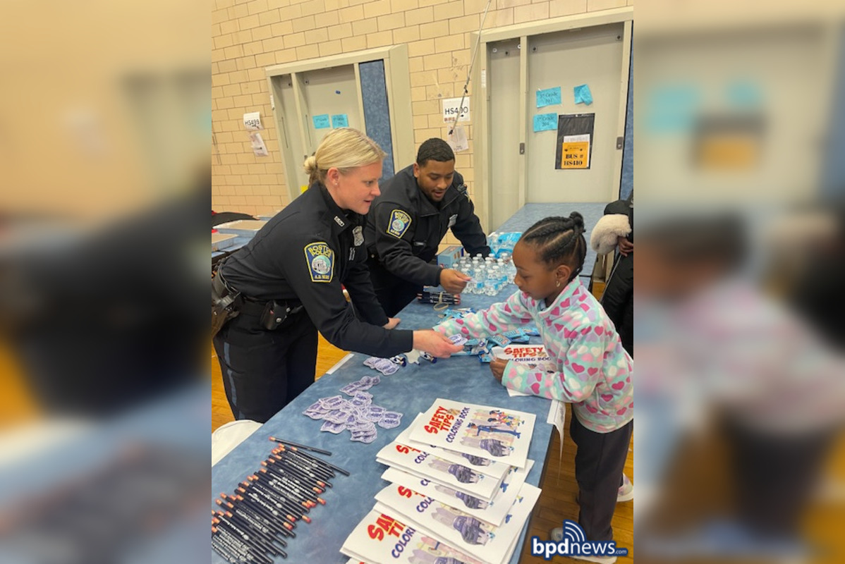 Boston Police Officers Join Local Youth at Hurley School's Community