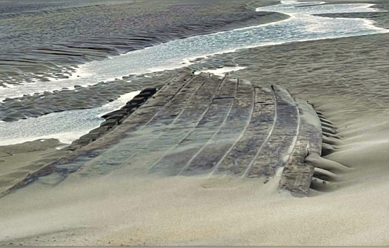 Century-Old Shipwreck Ada K. Damon Exposed on Ipswich Beach by King Tide