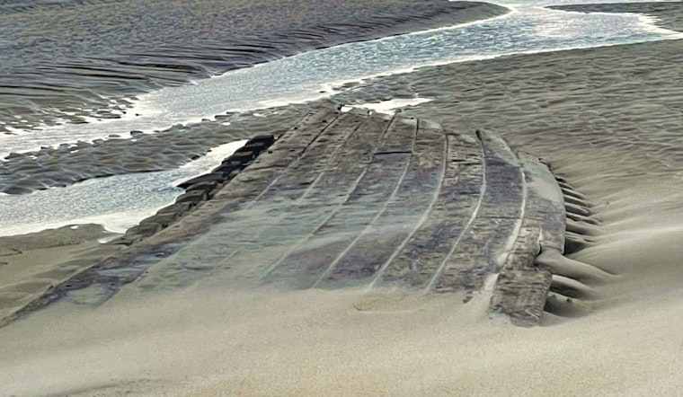 Century-Old Shipwreck Ada K. Damon Exposed on Ipswich Beach by King Tide