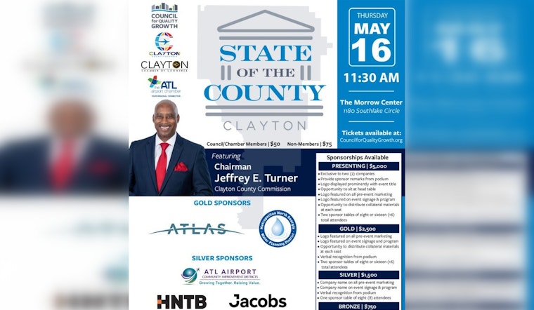 Clayton County's State of the County Address in Morrow on May 16 to Outline Future Growth