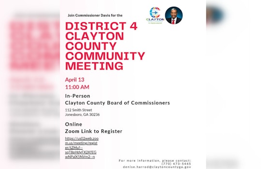 Commissioner DeMont Davis to Host District 4 Community Town Hall in Clayton County on April 13