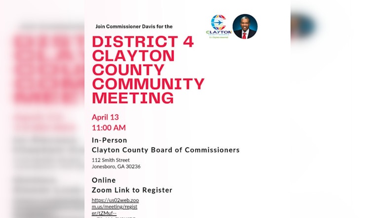 Commissioner DeMont Davis to Host District 4 Community Town Hall in Clayton County on April 13