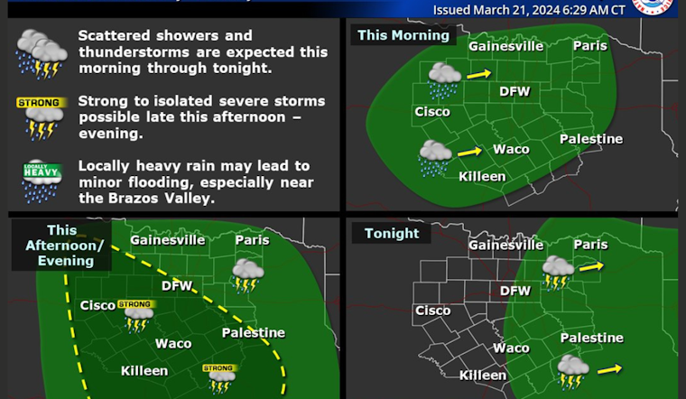 Dallas Braces for Showers and Potential Severe Weather, National Weather Service Advises Caution