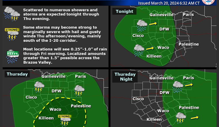Dallas Braces for Stormy Weather, 100% Chance of Rain and Thunderstorms Expected by Thursday