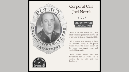 Dallas Community and Police Department Mourn the Loss of Dedicated Officer, Corporal Carl Joel Norris