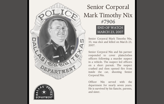 Dallas Police Department Honors the Memory of Senior Corporal Mark Timothy Nix #GoneButNotForgotten