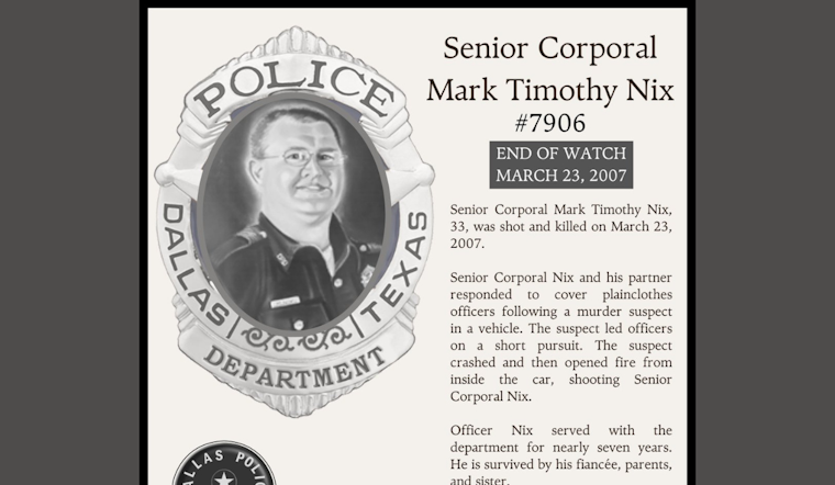 Dallas Police Department Honors the Memory of Senior Corporal Mark Timothy Nix #GoneButNotForgotten