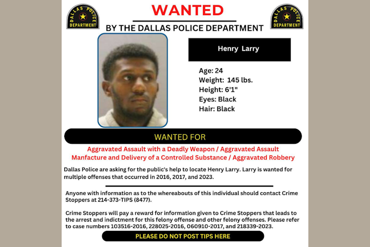 Dallas Police Seek Publics Help To Locate Suspect Henry Larry Warn