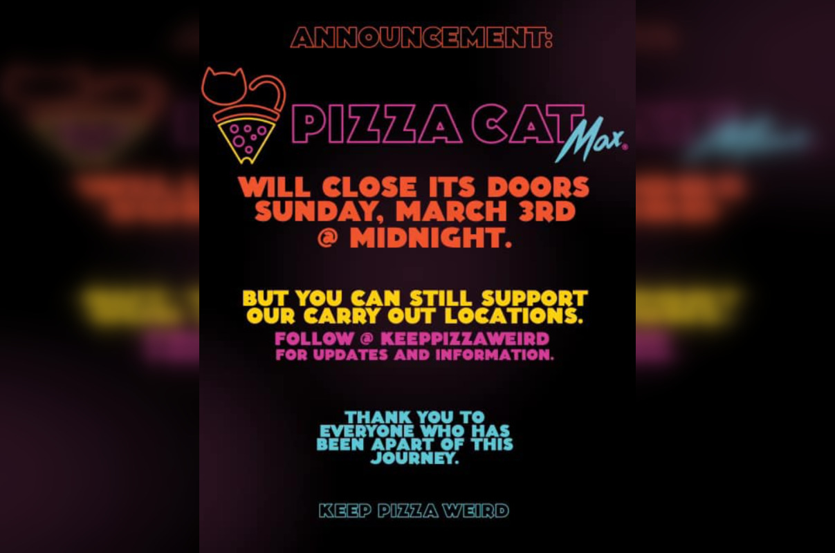 Detroit's Pizza Cat Max to Close Doors, Ending Dinein Service in