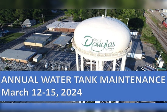 Douglas Residents Warned of Temporary Tap Water Discoloration During Routine Tank Maintenance