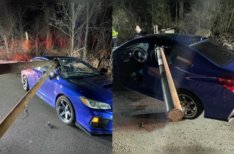 Driver Escapes Unharmed as Car Gets Skewered by MBTA Station Barrier in Ashland, MA