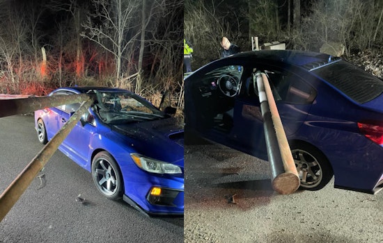 Driver Escapes Unharmed as Car Gets Skewered by MBTA Station Barrier in Ashland, MA