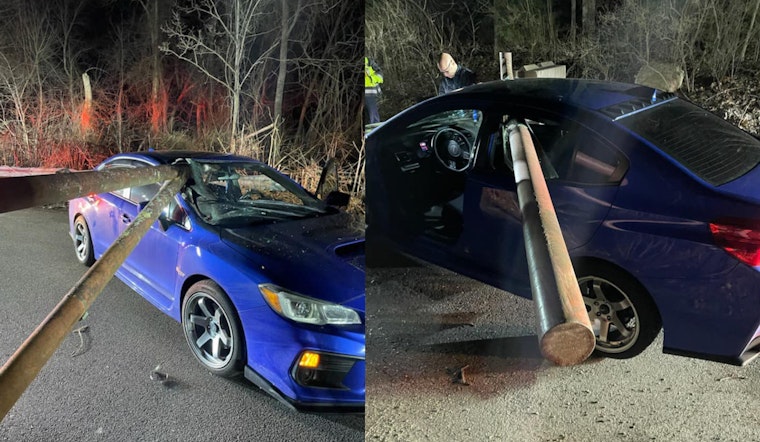 Driver Escapes Unharmed as Car Gets Skewered by MBTA Station Barrier in Ashland, MA