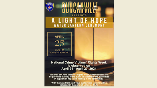 Duncanville Police Holds "A Light of Hope" Event to Support Crime Victims' Healing Journey