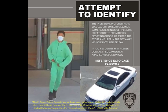 El Cajon Police Seek Public's Help to Identify Suspect in Dick's Sporting Goods Theft