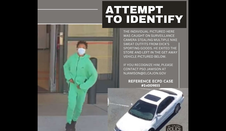 El Cajon Police Seek Public's Help to Identify Suspect in Dick's Sporting Goods Theft