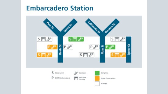 Embarcadero Station Upgrade Begins, Entrance at Market and Pine Streets Closes for 8 Months