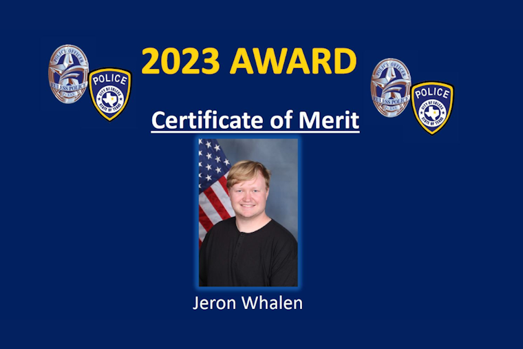 Euless 911 Dispatcher Jeron Whalen Honored with 2023 Certificate of Merit for Exemplary Service