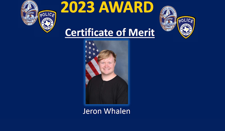 Euless 911 Dispatcher Jeron Whalen Honored with 2023 Certificate of Merit for Exemplary Service