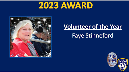 Euless Police Department Celebrates Faye Stinneford as 2023 Volunteer of the Year