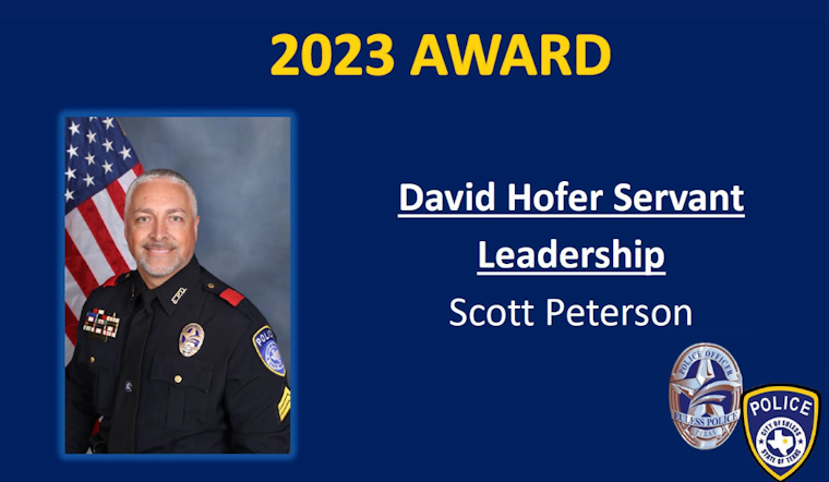 Euless Police Department Honors Sgt. Scott Peterson with 2023 David Hofer Servant Leadership Award