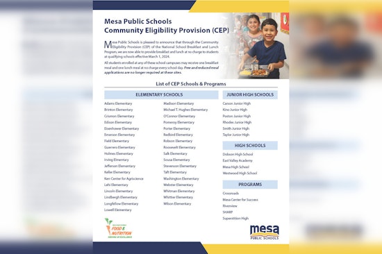 Federal Program Expands, Granting Free School Meals in Mesa and Other Arizona Cities