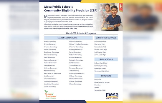 Federal Program Expands, Granting Free School Meals in Mesa and Other Arizona Cities