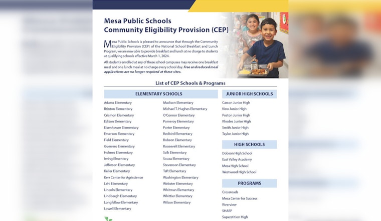 Federal Program Expands, Granting Free School Meals in Mesa and Other Arizona Cities