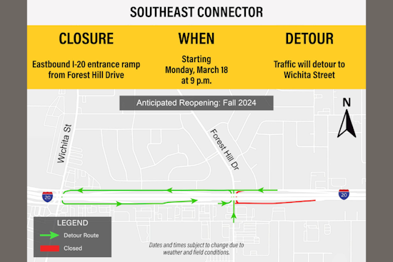Forest Hill Drivers Navigate Detours as Eastbound I-20 Ramp Closes Until Fall 2024 for Road Improvements