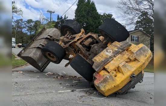 Former Employee Leads Gwinnett County Police on Slow-Speed Frontloader Chase, Ends in Dramatic Flip